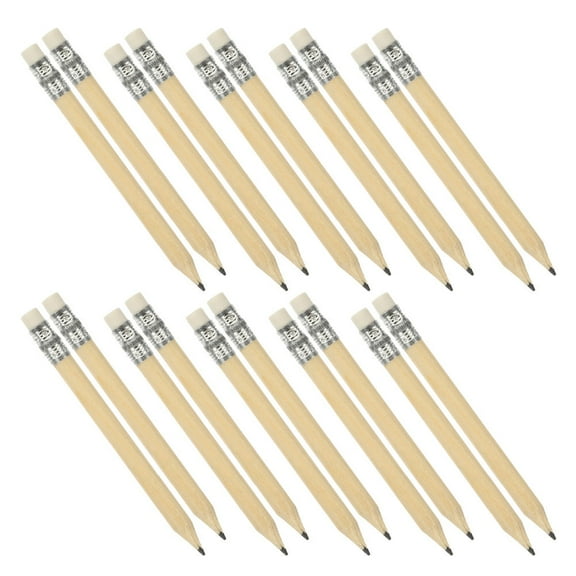 Supvox 30Pcs Short Natural Wood Pencils with Erasers Compact Pencils for Daily Use