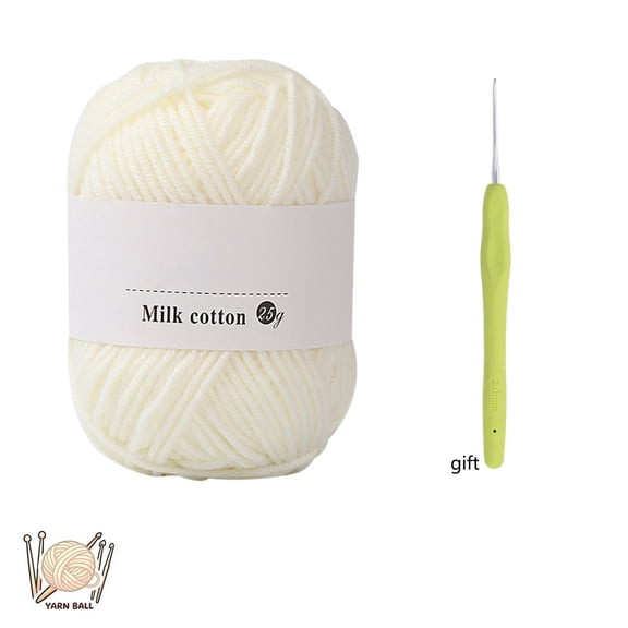 4-Ply Milk Cotton Yarn Ball, Solid Color, Soft Craft Yarn for Crochet and Knitting