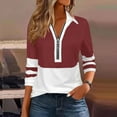thumbnail image 5 of Women's Striped Long Sleeve Casual T-Shirt with V-Neck, 5 of 12