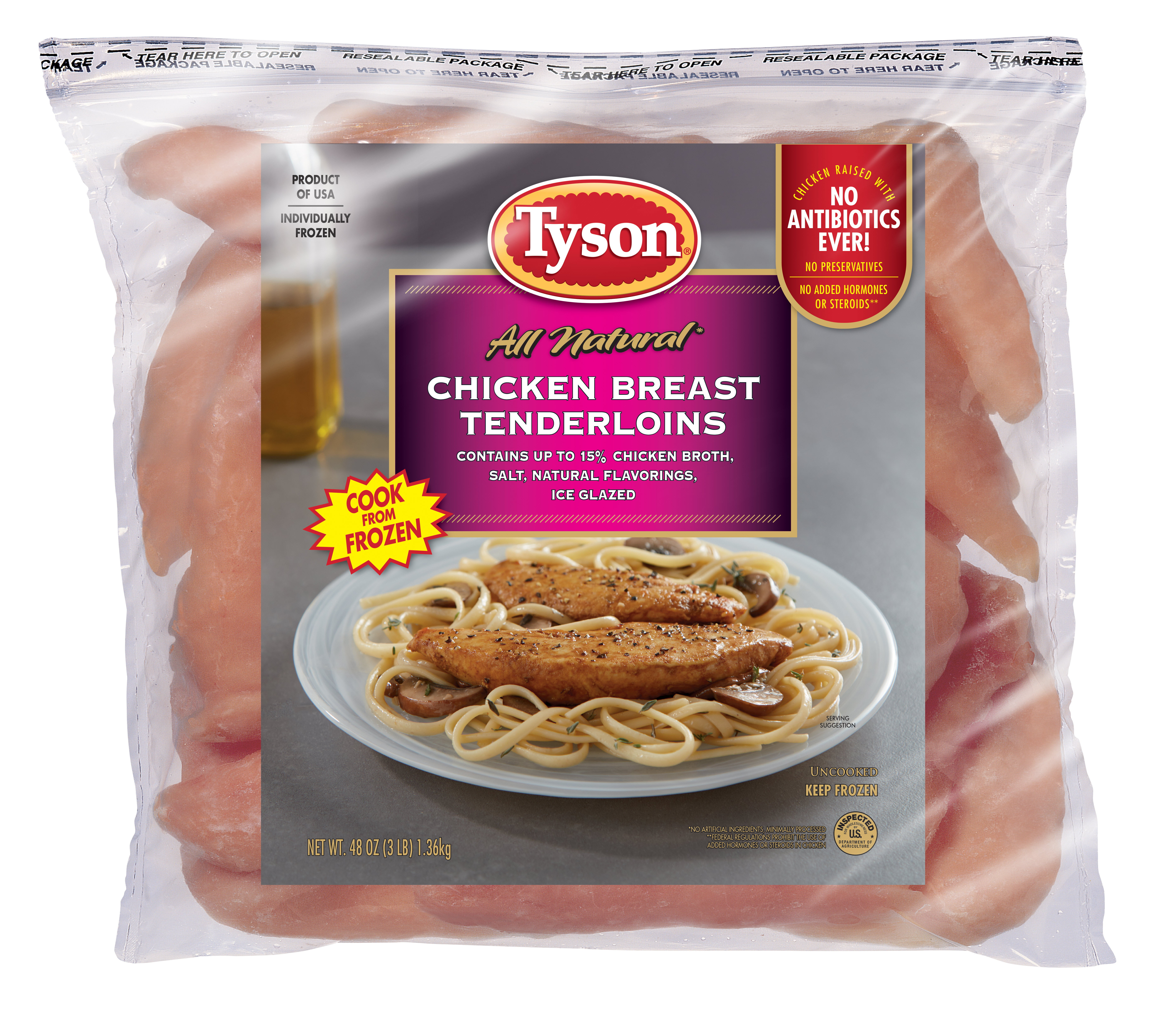 Tyson Boneless Skinless Chicken Breast Tenderloins 3 Lb Frozen