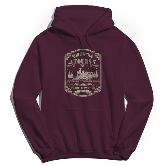 Haywood & Main North Pole Tour Graphic Maroon Men's Cotton Pullover Hoodie