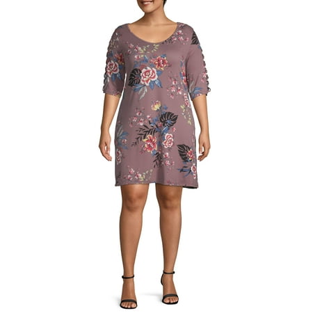 French Laundry Women's Plus Size Caged Sleeve Dress