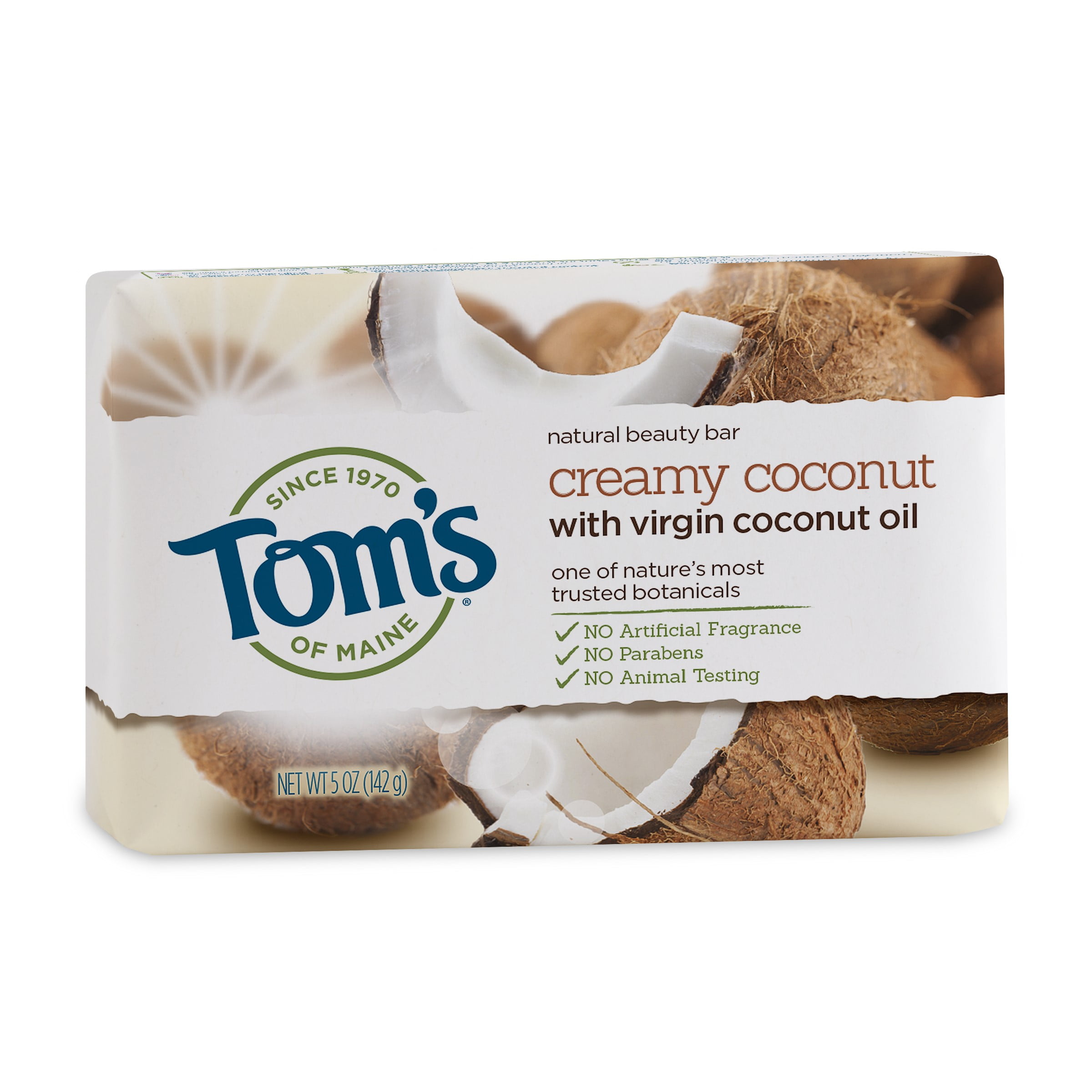Tom's of Maine Natural Bar Soap, Creamy Coconut with Virgin Coconut Oil, 5 oz