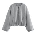 thumbnail image 3 of Aellinatey Womens Cropped Bomber Jacket Casual Zip Up Varsity Jackets Trendy Outwear Coats with Welt Pockets, 3 of 10