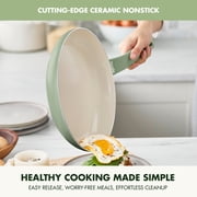 GreenPan Essence 3-Piece Fry Pan Set - 7, 9.5 & 11 Ceramic Nonstick, Oven Safe, Dishwasher Safe, Green