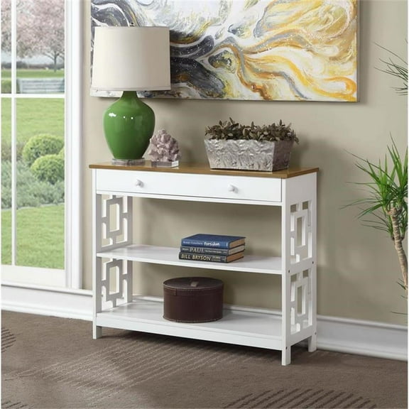 Pemberly Row Contemporary One-Drawer Console Table in White Wood Finish