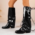 thumbnail image 2 of Leozcaa Women's Slouchy Knee High Boots Fold Over Slouch Boots for Women Pointed Toe Wide Calf Tall Boot, 2 of 8
