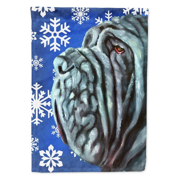 Neapolitan Mastiff Winter Snowflakes Holiday House Flag