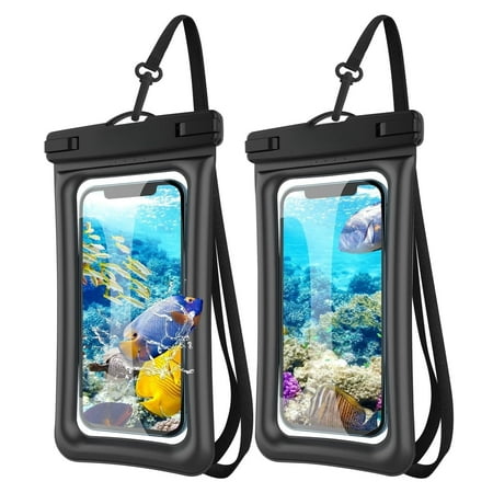 2 Pack Waterproof Phone Pouch,Waterproof Case Universal Phone Holder Pouch Compatible for iPhone 13 12 11 Pro Max XS Max Samsung Galaxy s10/s9 , Underwater Cellphone Dry Bag -Black