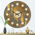 thumbnail image 2 of Designart 'Golden and Gray Polygon Pattern' Mid-Century Modern Wood Wall Clock, 2 of 5