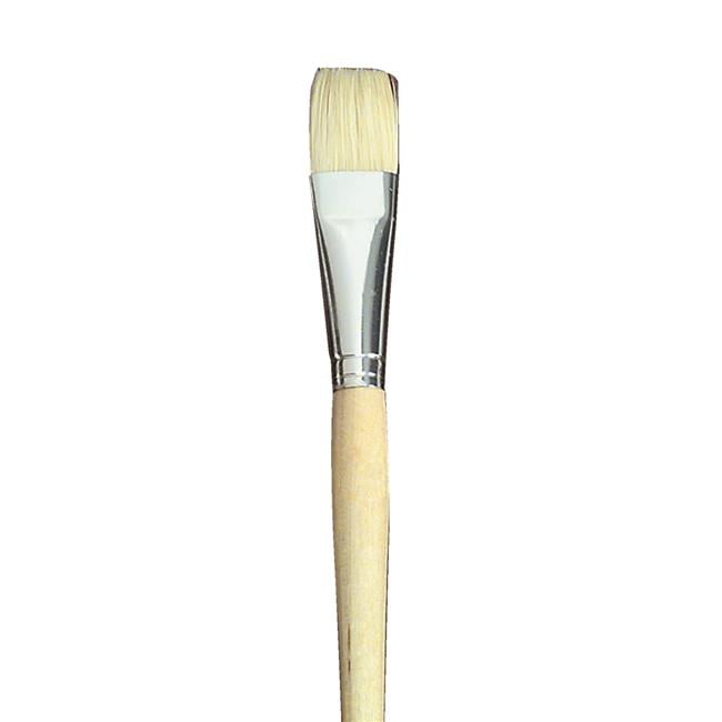 School Smart White Bristle Long Handle Paint Brush, 1/2 Inch, Pack of