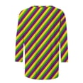 thumbnail image 4 of jobturf Mardi Gras Shirts for Women Carnival Holiday Party Tops Lightweight 3/4 Sleeve Blouses Spring Fashion Round Neck Graphic Tees, 4 of 6