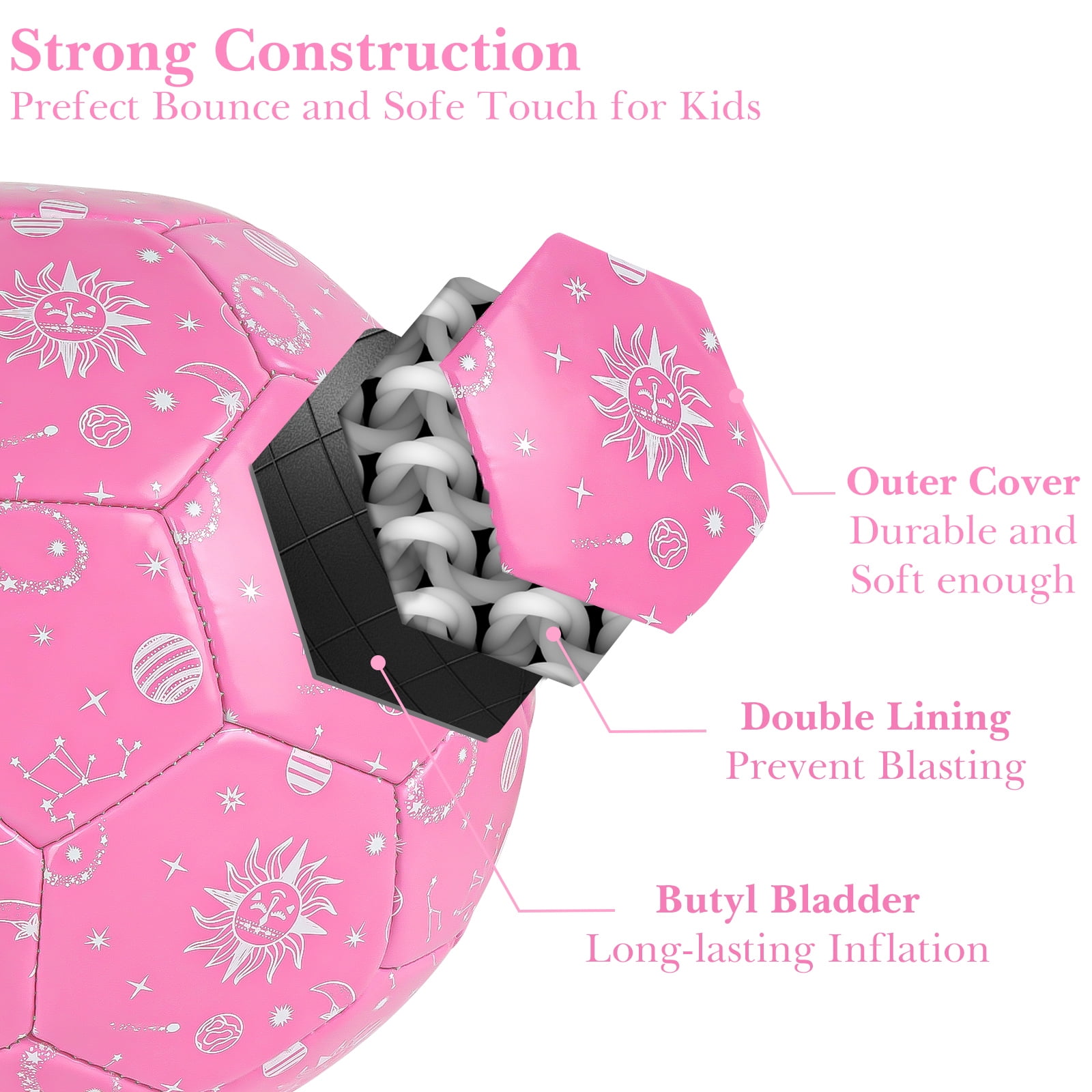 Linkidea Pink Soccer Ball Size 4, Gift for Girls Sports & Outdoor Play