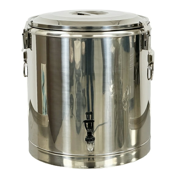 60L 304 Stainless Steel Insulated Beverage Dispenser, Warmer, Commercial Large Coffee Milk Tea Insulated Barrel, Thermos Bucket 17''Wx19.5''H