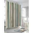 thumbnail image 3 of Boho Vertical Stripes Shower Curtain, Green Beige Simple Lines Waterproof Shower Curtain Set with 12 Hooks Lightweight Washable Fabric Shower Curtains for Bathroom 60x72 Inches, 3 of 6