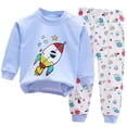 thumbnail image 3 of Swuxness Toddler Casual Sets, Kids Long Sleeved Sets, Child Spring Printing Pants Long Sleeve Round-Neck Blouses Sets Blue, 140, 3 of 5