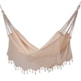 thumbnail image 1 of Sol Living Bahia Brazilian Patio Hammock Crochet Cotton Hammock Single Hammock for One Person Outdoor Patio Swing Chair Hand Woven Mayan Hammock Use Inside Outside Backyard Decor Porch Swing - Natural, 1 of 7