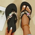 thumbnail image 2 of Mostsola Flip Flops for Women Rhinestone Beach Shoes Quick Dry Sandals Platform Slip on Slides Shoes, 2 of 8