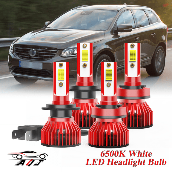 For VOLOV XC60 2010 2011 2012 2013 LED Headlight Bulb Kit High Low Beam - 30,000LM 6500K Cool White 600% Ultra-Bright Bulb, Plug & Play