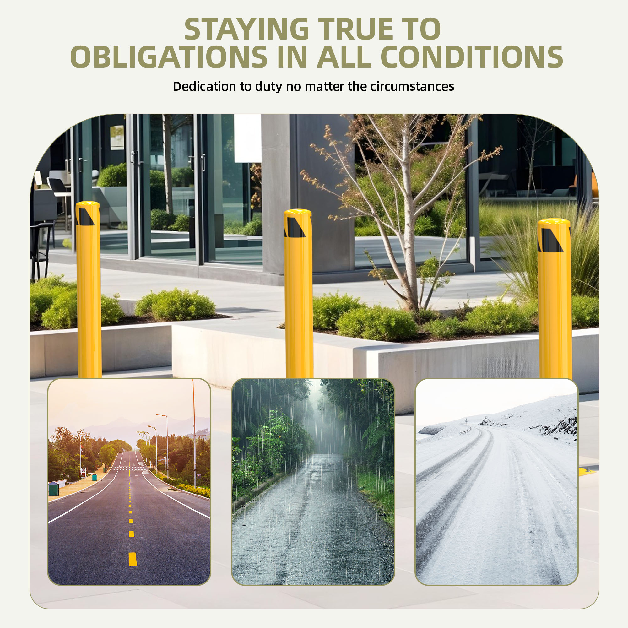 Uforic 1-Piece 36" x 4.5" Steel Safety Bollard Post – Fluorescent Yellow Traffic Barrier for Parking Lots