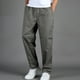 thumbnail image 4 of Pantalones cargo de longitud completa para hombre, deportivos, informales, con bolsillo, cordón y cremallera, color liso, cintura elástica, 4 of 6