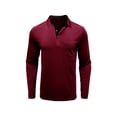 thumbnail image 3 of Arvbitana Men's Long Sleeve T-shirt Solid Color Long Sleeve Lightweight Shirts Front Buttons Lapel Neck Tops Casual Slim Fit Pullovers for Office Streetwear, 3 of 5