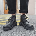 thumbnail image 2 of Botas altas de cuero estilo otoño para hombre, botas de moto impermeables con suela gruesa, 2 of 5