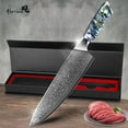 thumbnail image 4 of Kitchen Knife Damascus Steel Knife VG10 67 Layers Japanese Chef Knives Santoku Carving Cutting Tool Abalone Shell Handle with Sheath and Giftbox, 4 of 8