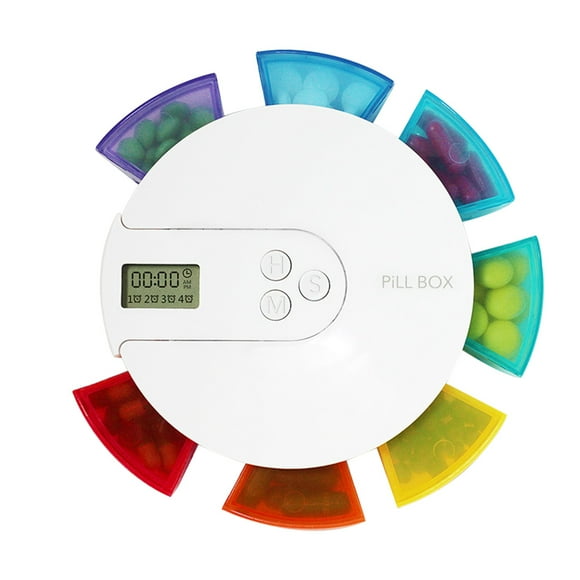 EeaseMX Pastillero semanal digital con 7 compartimentos de colores y alarma para suplementos.