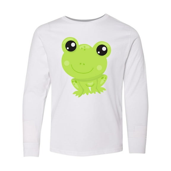 Inktastic Cute Frog, Little Frog, Baby Frog, Green Frog Long Sleeve Youth T-Shirt