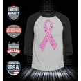 thumbnail image 2 of Shop4Ever Men's Pink Butterfly Ribbon Breast Cancer Awareness Raglan Baseball Shirt X-Small Heather Grey/Black, 2 of 4