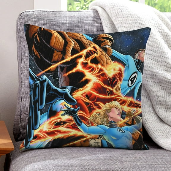 The Fantastic Four-themed plush velvet Pillow Cover Case Gifts Pillowcase Home Decorative Throw Cushion Birthday Present Fans Lover