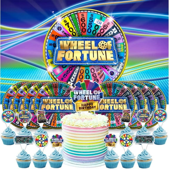 Wheel of Fortune Birthday Supplies Paper Plates Decorations Decor Backdrop Banner Cake Topper Fans