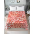thumbnail image 4 of Orange Red Coral Coastal Flat Sheets Only Twin XL Size, Soft Breathable Bed Top Sheets for Mattress, Ocean Nautical Seaside Beach Luxury Bedding Flat Sheets for Home Hotel Bedroom Bed Protection, 4 of 9