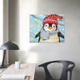 thumbnail image 4 of Autua Penguin Hat Scarf Canvas Wall Art For Living Room Office 20x16in, 4 of 6