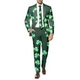 thumbnail image 6 of Hwmodou Airport Outfits For Men 2024 Mens St Pat Day Suit 2PCS Suit Four Leaf Gold All Print Suit Pants Suit Top And Bottom 2PCS Suit Party Holiday Outfit For Man, 6 of 6