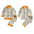 thumbnail image 4 of Conjunto de pijama de Halloween para niños y niñas, tela de seda de leche, calabaza amarilla + pantalones de manga larga con diseño de Castillo, conjuntos de pijama para 2 hermanos, 4 of 4