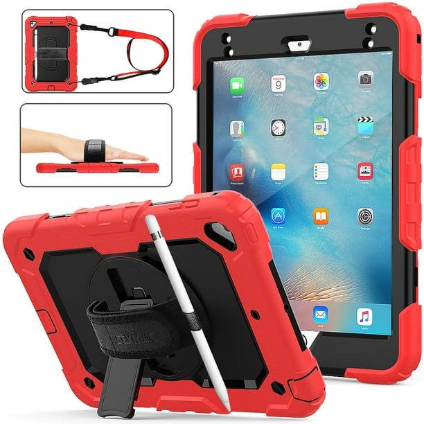 Funda SEYMAC de serie para iPad mini 5/4 con protector de pantalla negro y rojo