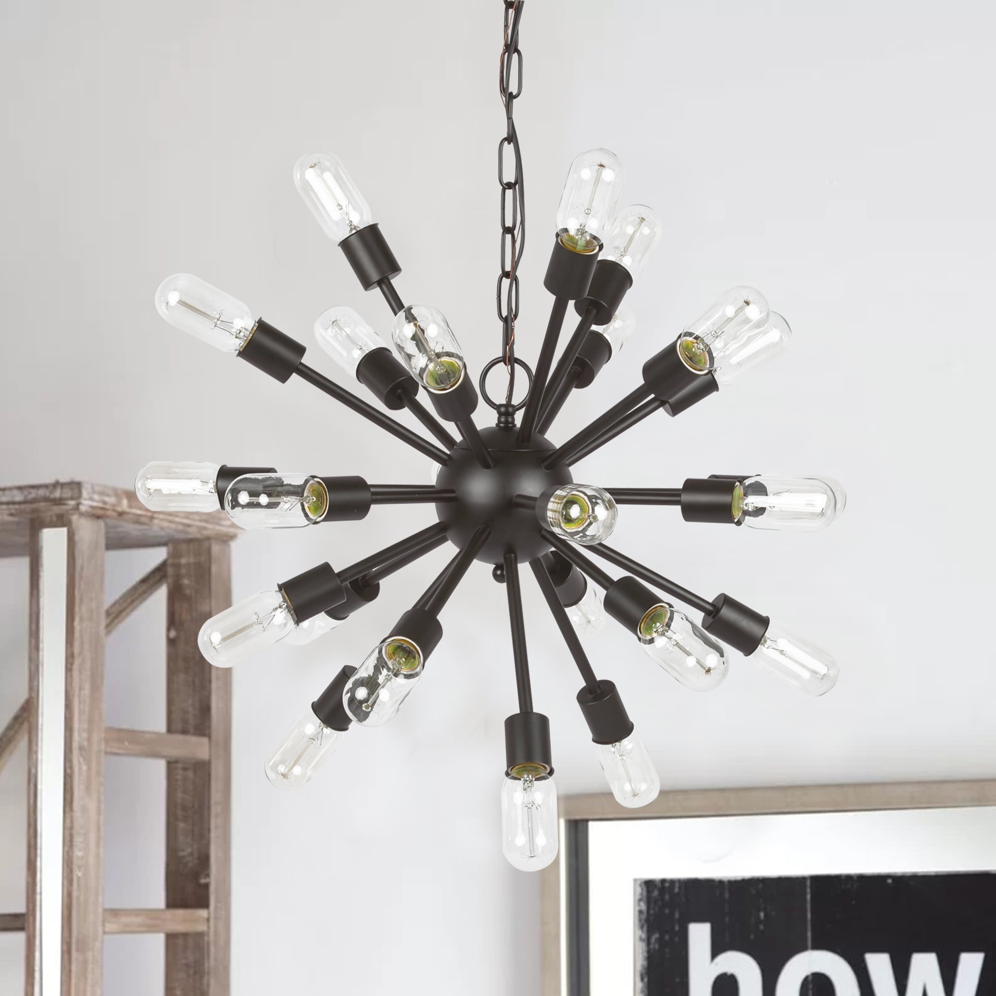 Incadozo 33.5" Wide Sputnik Chandelier, Matte Black