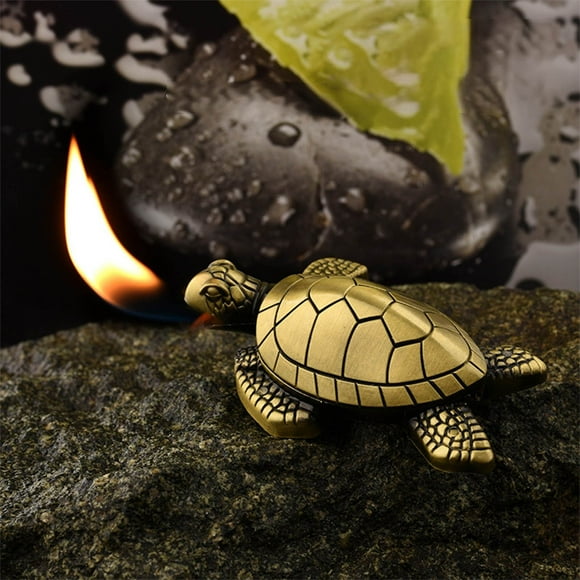 Creative Desktop Golden Turtle Butane Lighter, Cool Portable Gas Lighter, Adjustable Soft Flame Lighter, Refillable Butane Lighter for Outdoor Indoor Men Boyfriends Gift(Turtle)