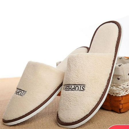 

5 Pairs Of Plush Slippers Disposable Closed Slippers Hotel Disposable Slippers