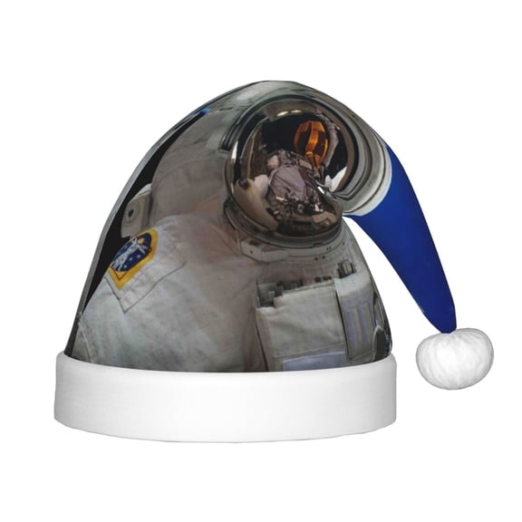 Vsdgher Astronaut in Outer Space Christmas Hat, Santa Hat for Kids Xmas Holiday Hat Red Classic Christmas New Year Festive Party Supplies