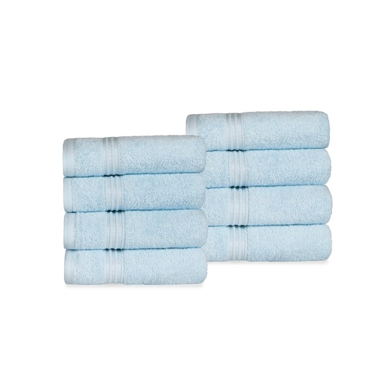 8pc Cotton Bath Towel Set Light Blue