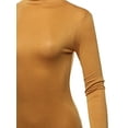 thumbnail image 4 of A2Y Women's Fitted Solid Long Sleeve Mock Neck Rayon Top Shirt Dark Mustard M, 4 of 6