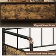 thumbnail image 5 of Twin Size Metal Daybed Frame with Wood Grain Headboard, Heavy Duty Platform Bed for Living Room, Bedroom, Guest Room, No Box Spring Needed, Vintage Industrial Style, Brown, 5 of 7