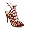 thumbnail image 1 of Wild Diva DH75 Women Suede Peep Toe Thin Strap Hollow Out Stiletto Mule Sandal, 1 of 5