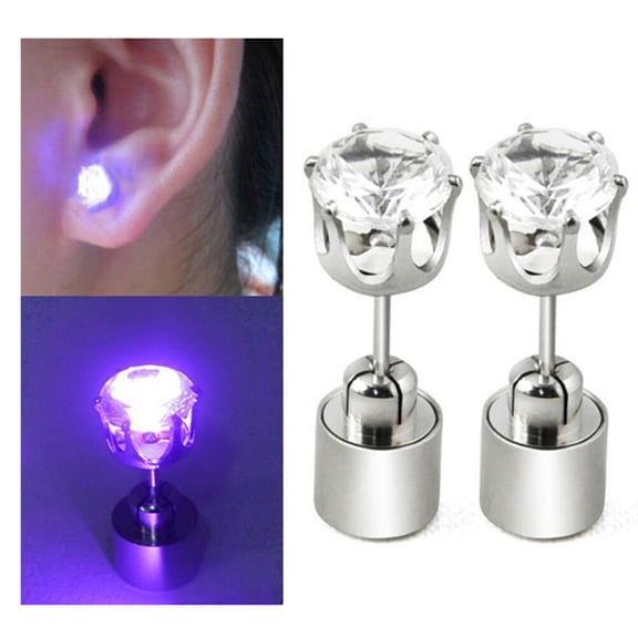Stainless Steel Earrings Studs Unisex Earrings Eye-catching Earrings Rhinestone Dangle Earrings Party LED Ear Studs