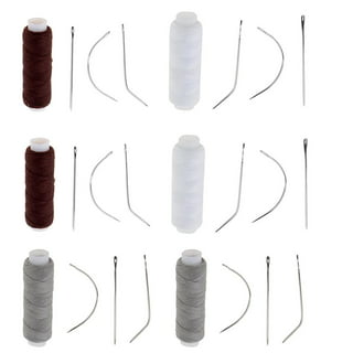 Lusecarl Needle and Thread for Hair Extensions 3 Rolls Hair Weave Sewing  Threads with 10 Pcs CJI Shape Curved Upholstery Needles for Hand Sewing,  Hair