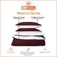 thumbnail image 2 of SGI Bedding 3 Piece Reversible Cotton Duvet Cover Wine Solid 600TC Oversized King, 2 of 6