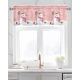 thumbnail image 2 of Pink Santa Christmas Linen Curtain Valance for Bedroom/Bathroom/Kitchen/Office/Living/Dining Room Window,Yellow Xmas Winter Snowflake Birds Rod Pocket Topper Decorative Cafe Drapes Panel 42"x12", 2 of 6